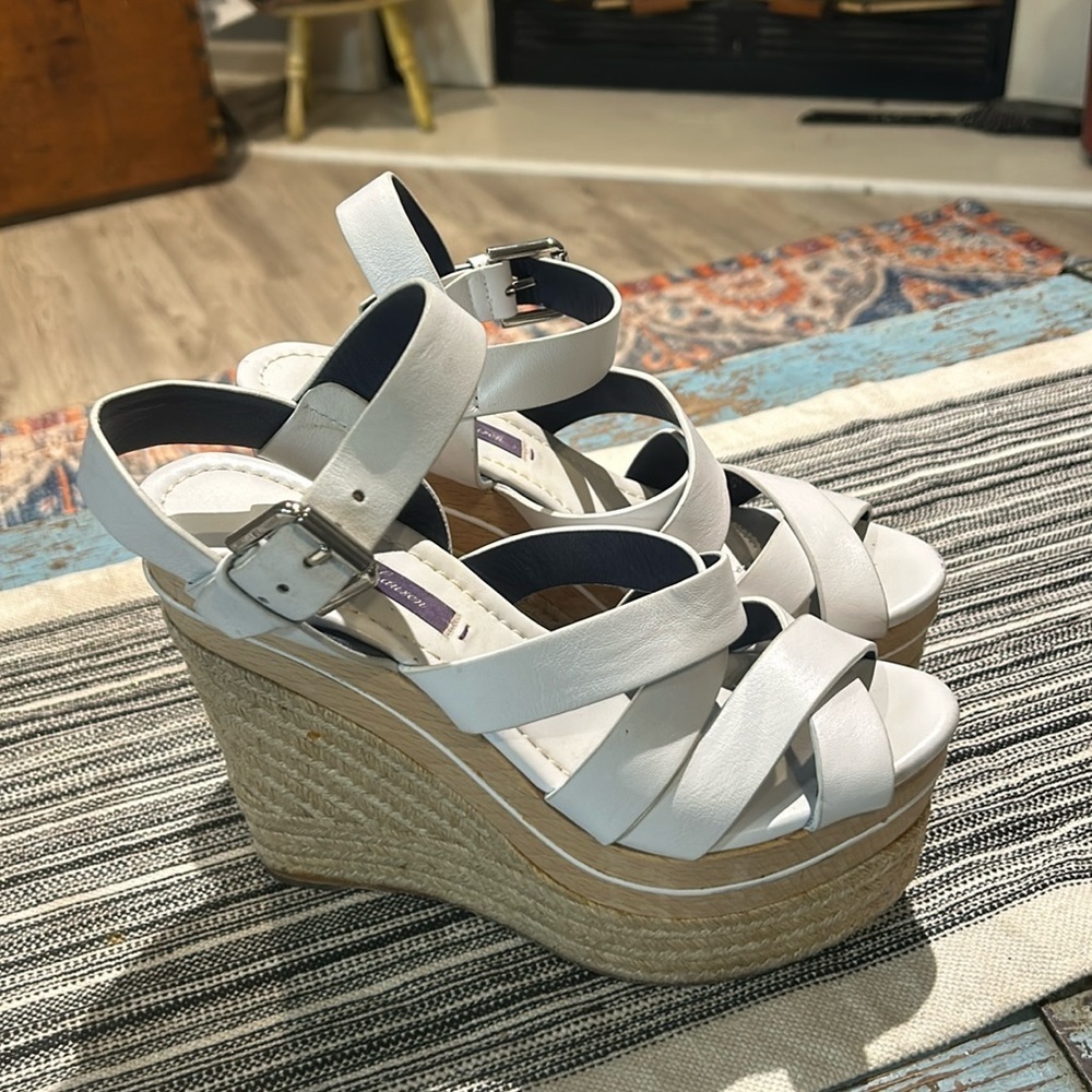 Ralph Lauren Purple Label White Wedges